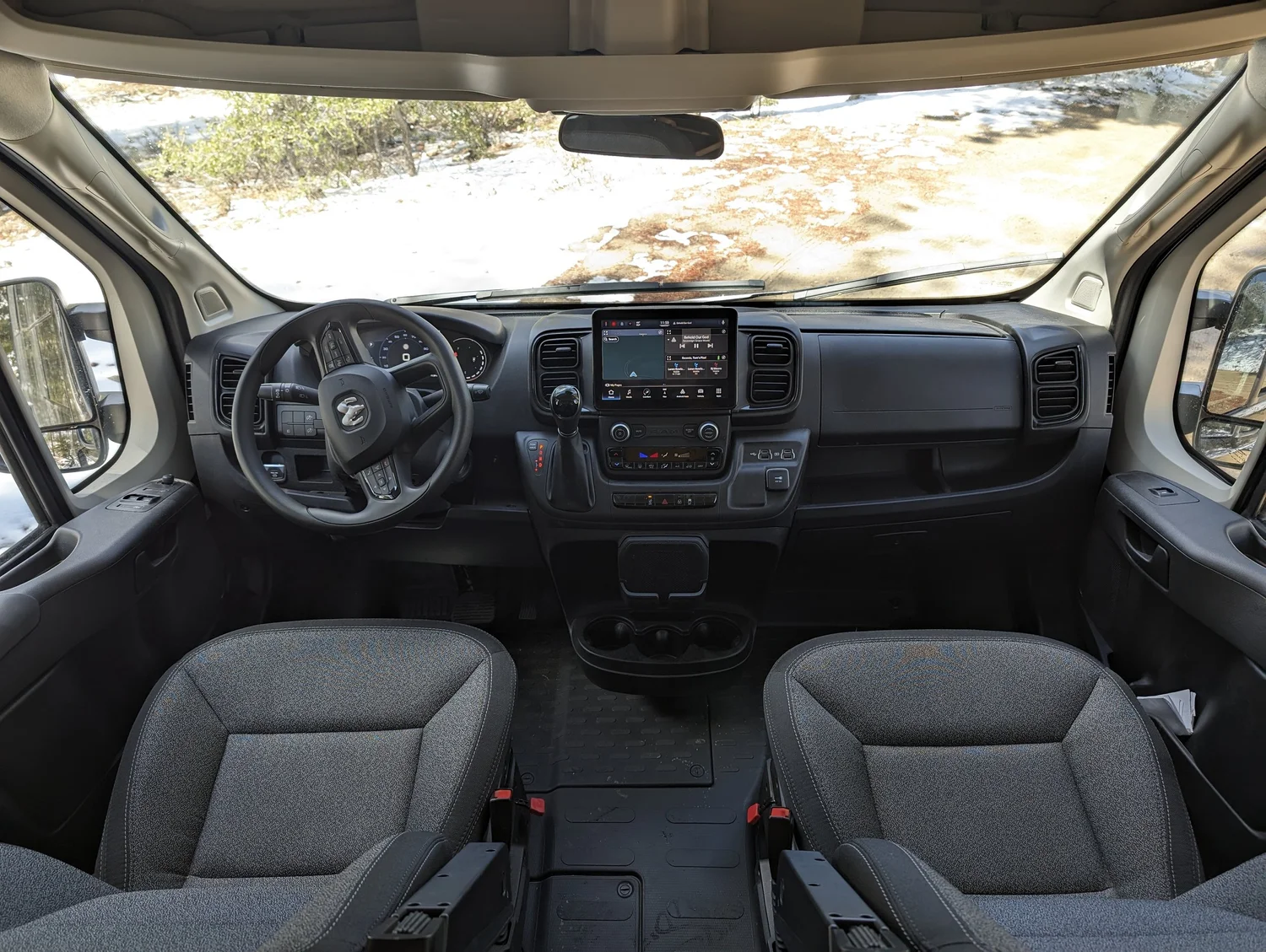 Luxury camper van build detail showing the serviceable interior construction