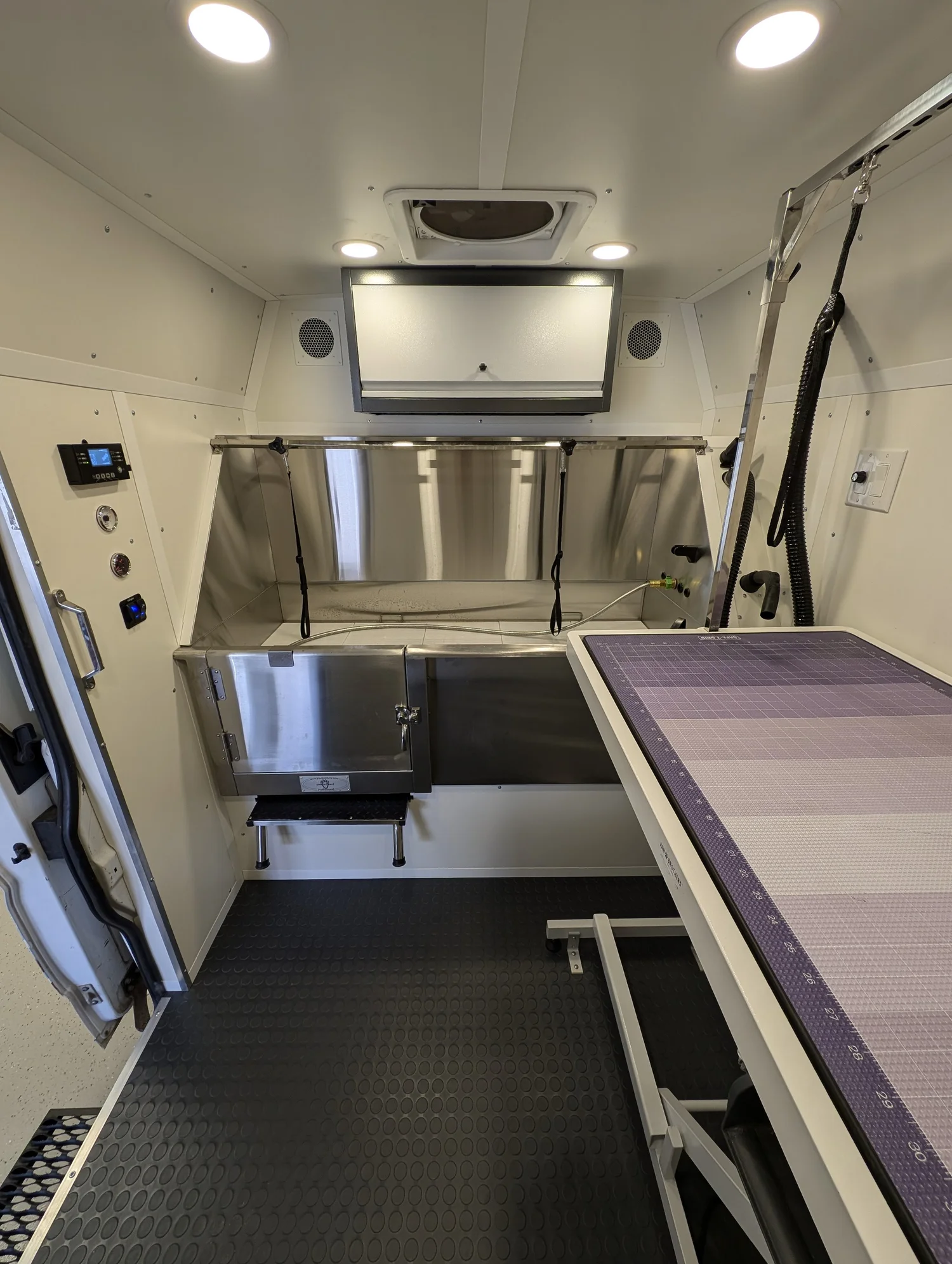 Washable walls and flooring support fast cleanup between appointments.
