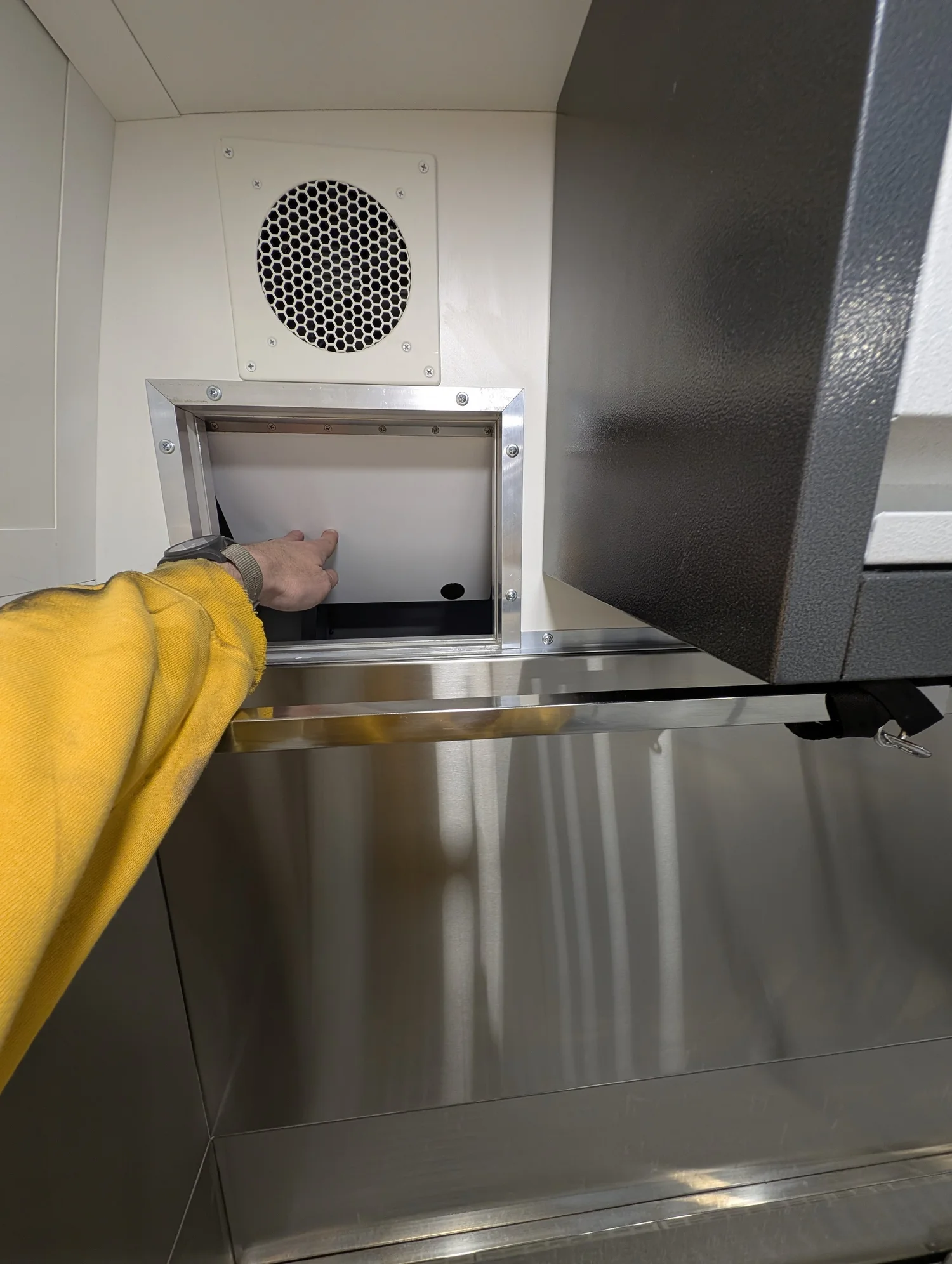 Commercial equipment is integrated as part of the van, not added after the fact.