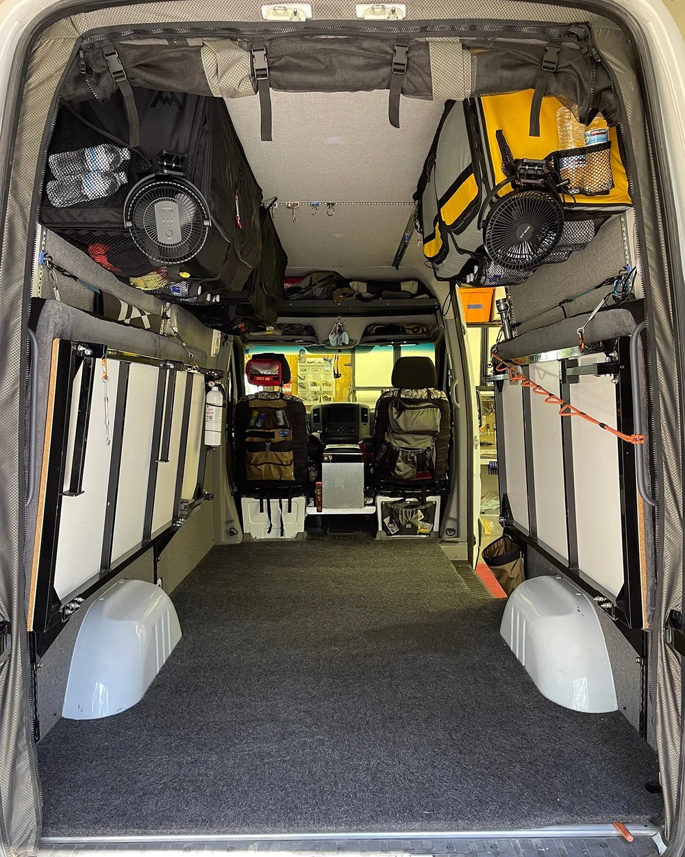Professionally installed modular van interior