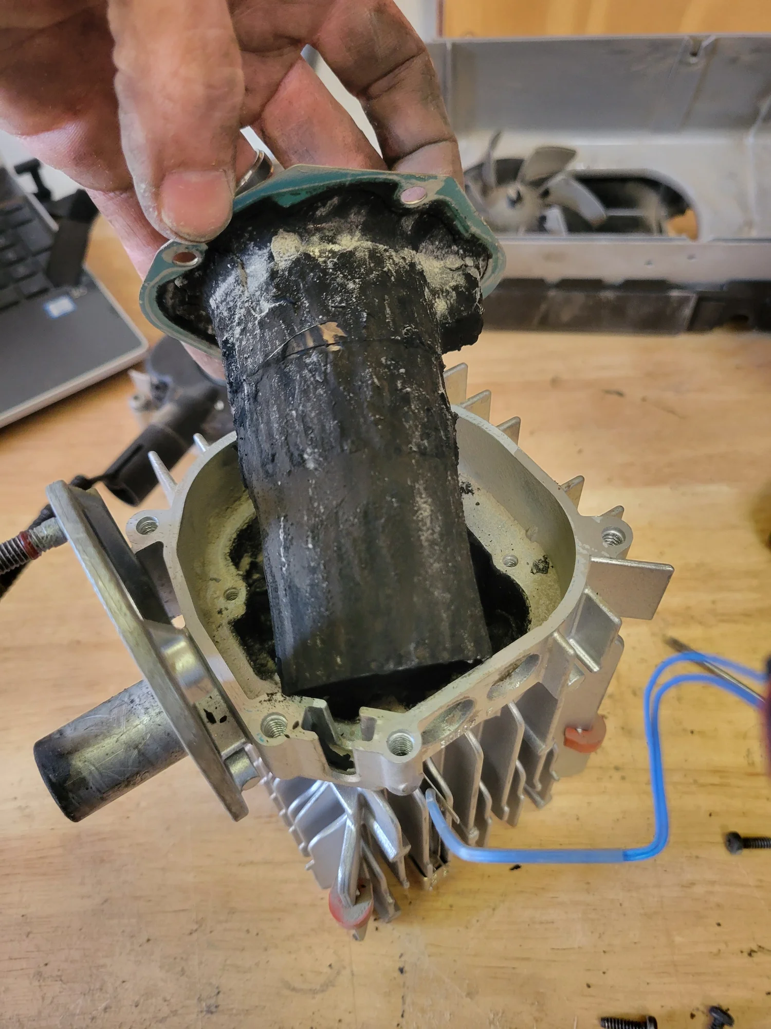 Carbon buildup inside a Webasto heater combustion component